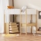 preview thumbnail 20 of 108, Kids Loft Bed Elegance Teddy Fleece Loft Bed with Full Length Guardrail, Storage Shelf, 4 Drawers, and Convertible Desk