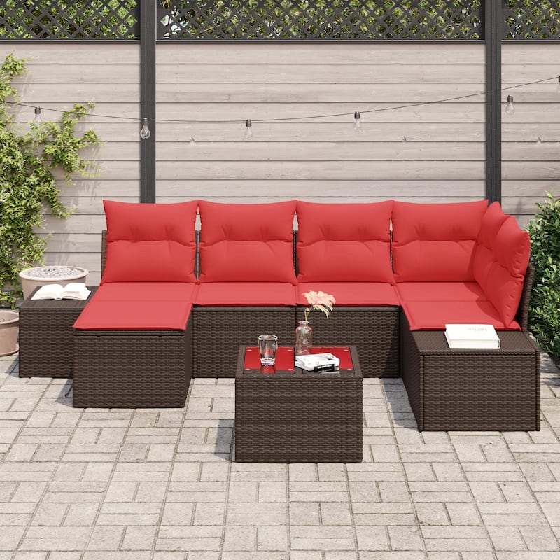 vidaXL 7 Piece Garden Sofa Set with Cushions - 103.9×60.6×27.2