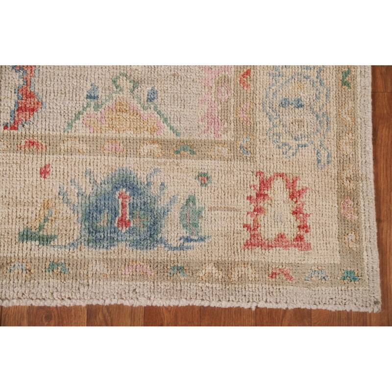Hand-knotted Oushak Turkish Runner Rug Oriental Wool Carpet - 2'7"x 9'11"