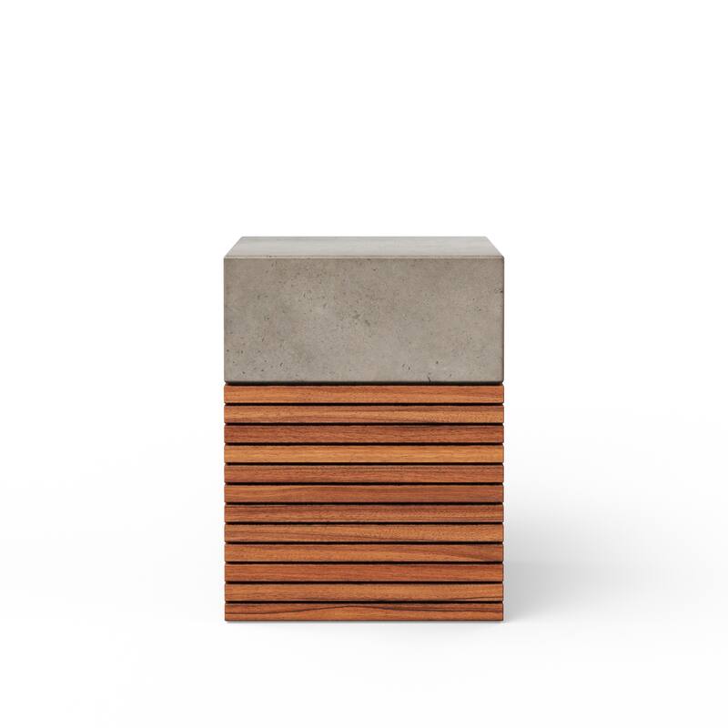 Urbia Stecca Alto Concrete & Teak Stool
