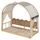 preview thumbnail 36 of 43, Twin Size Extended Pinewood Bed Frame with Arched Roof, Tent, Light Strip, Whiteboard & Trundle for Kids' Sleep Space, Grey