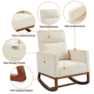 Yaheetech Rocking Accent Armchair Upholstered Glider High Back Chair