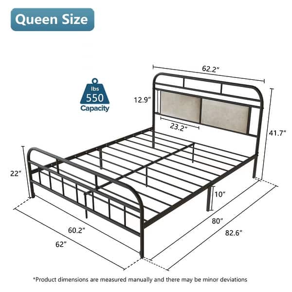 Modern & Sturdy Metal Bed Frame with Headboard and Footboard, with