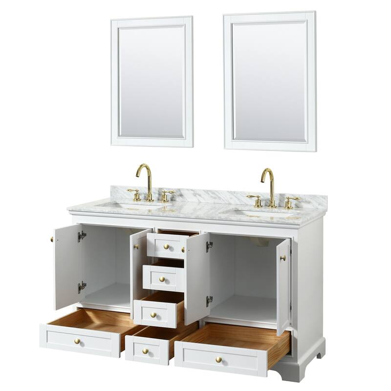 Wyndham Collection Deborah 60" Free Standing Double Vanity Set with