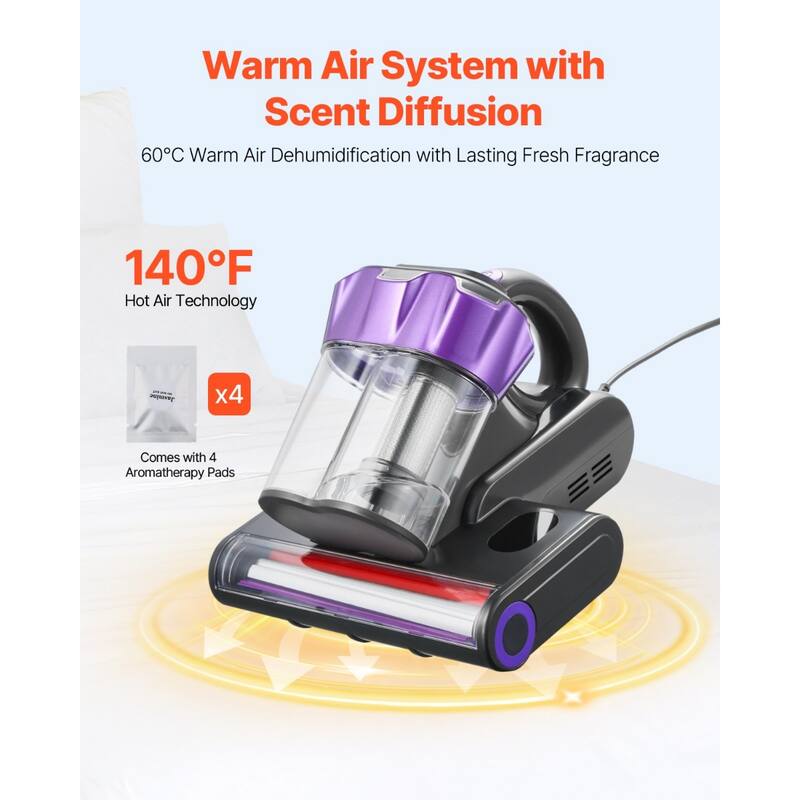 Mattress Vacuum Cleaner with 550W Motor, 18KPa Suction - 10.6 x 9.1 x 8.3 in