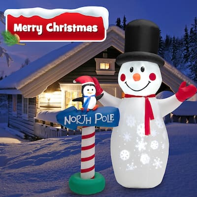 6 FT Inflatable Christmas Snowman Blow up Decoration w North Pole Sign