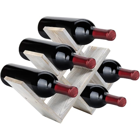 Wooden Wine Rack - Butterfly Style - Stores 8 Bottles of Wine (Rustic Grey)