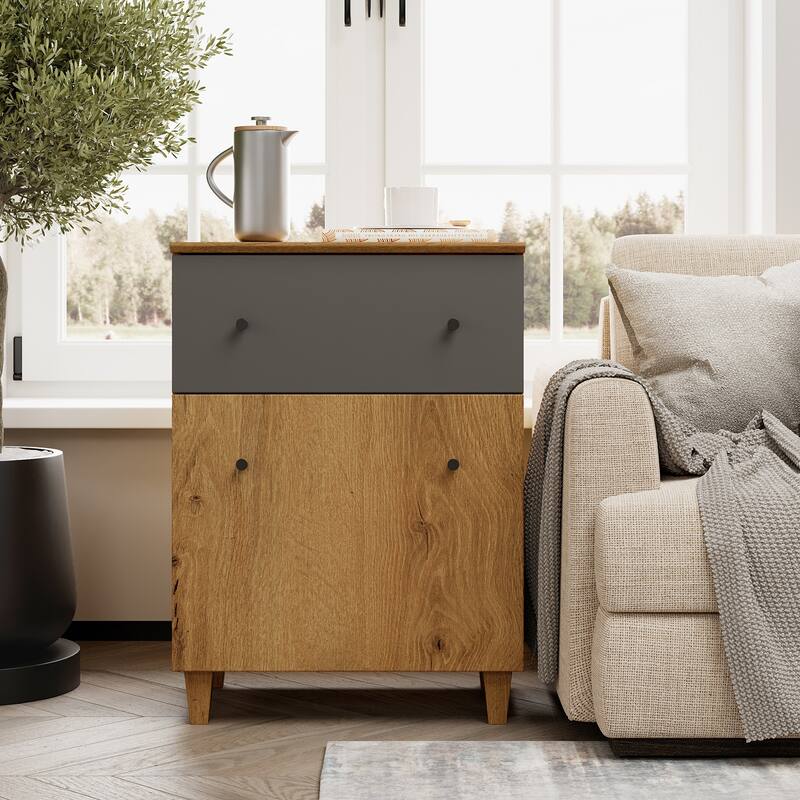 End Table with Drawer and Door for Living Room, 32.4"H