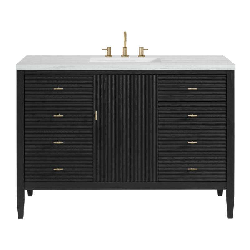 James Martin Vanities 485-V48-3AF Myrrin 48" Single Basin Wood Vanity - Carbon Oak - Oak Finish