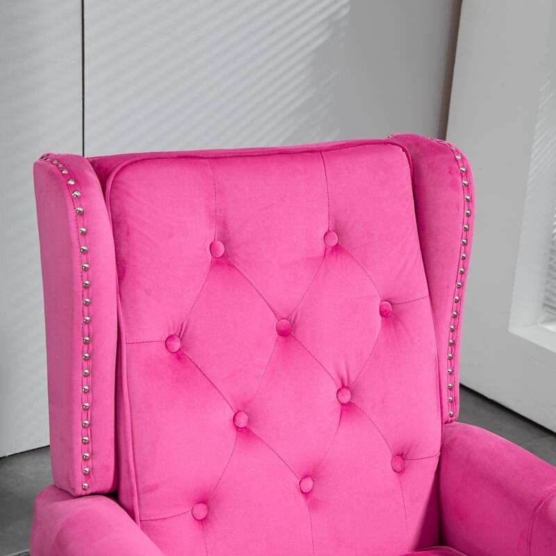 Tufted High Back Chair Living Room Wood Frame Armchair