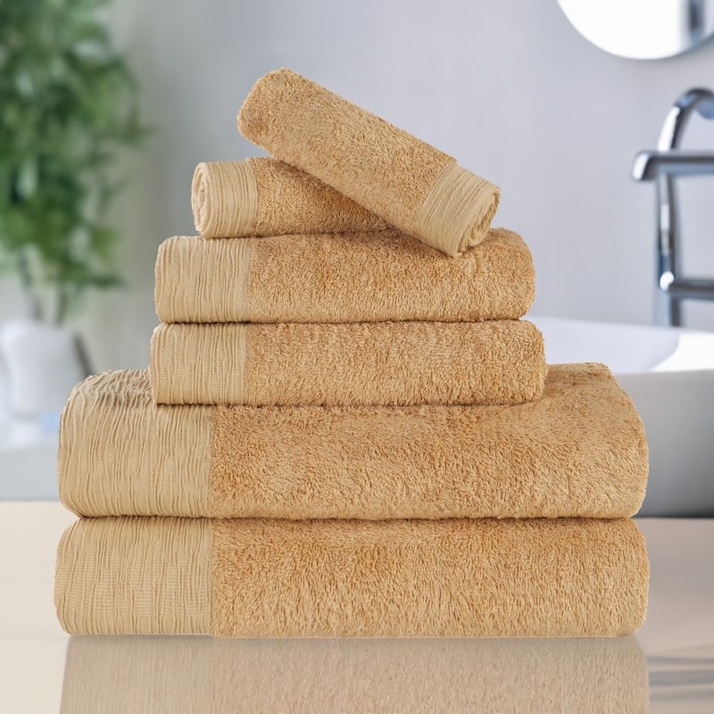 Superior Sierra Rayon From Bamboo Cotton Blend 6 Piece Bathroom Towel Set - Gold