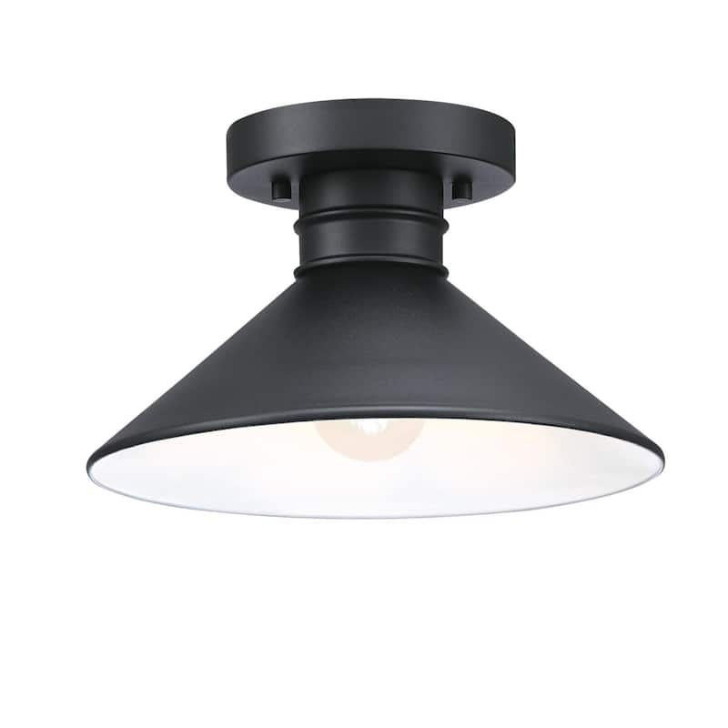 Westinghouse Lighting Watts Creek 11-Inch One-Light Outdoor Semi-Flush Mount, Textured Black Finish - 1-Light