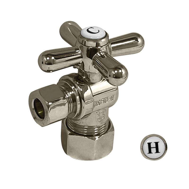 Kingston Brass Vintage 3/8-Inch IPS X 3/8-Inch OD Comp Quarter-Turn Angle Stop Valve - Brushed Nickel