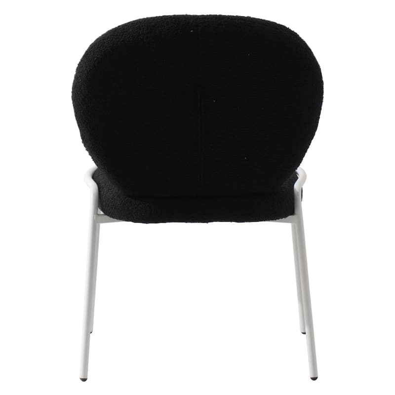 Celestial Boucle Dining Side Chair in White Iron Frame