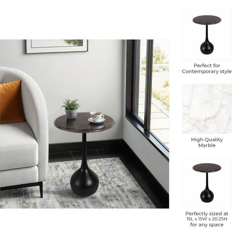 Round Accent Table - Marble Top with Ball Base - 21"