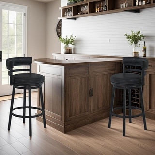 Titana Black Upholstered Metal Swivel Counter or Bar Height Barstool ...