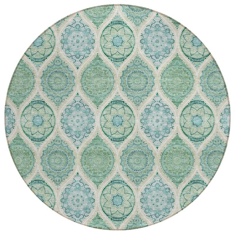 Machine Washable Indoor/ Outdoor Boho Mosaic Chantille Rug