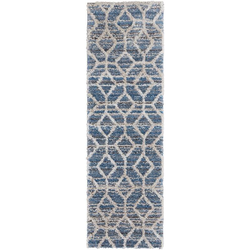 Caide Power Loomed Contemporary Area Rug - 2'-6" x 8' - Beige/Blue/White