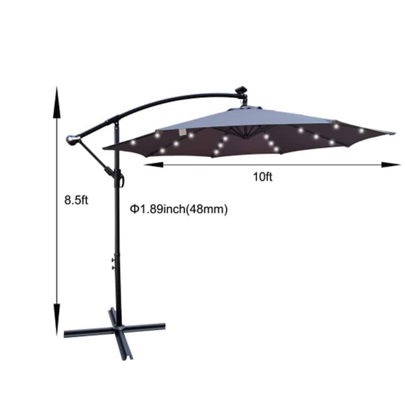Waterproof 10 ft Market Umbrella with LED Lights