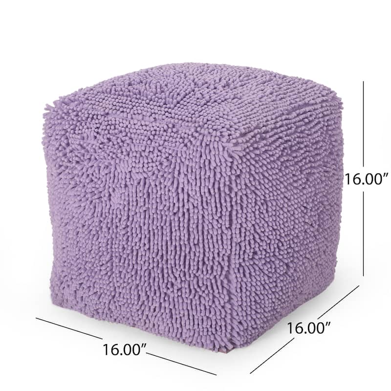 Moloney Modern Microfiber Chenille Square Pouf by Christopher Knight Home