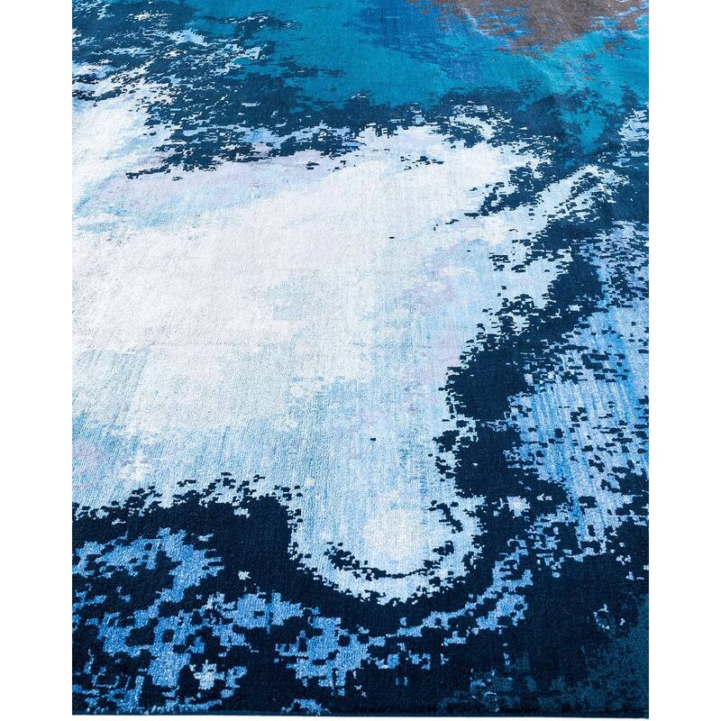 Ikat One-of-a-Kind Hand-Knotted Area Rug - Black, 9' 2" x 12' 1" - 9' 2" x 12' 1"