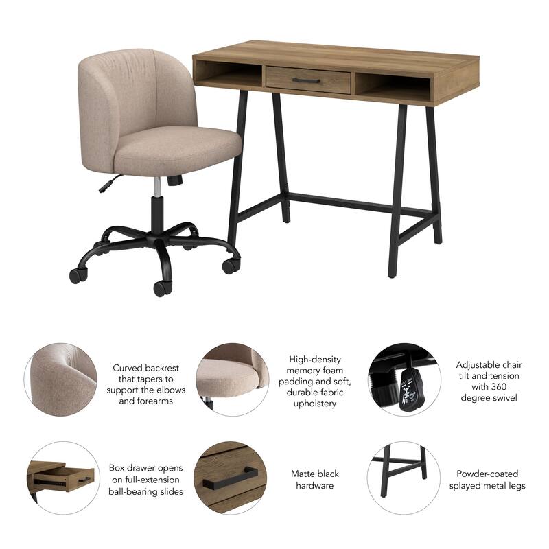 Bush Furniture Steele Small Writing Desk and Chair Set for Home Office