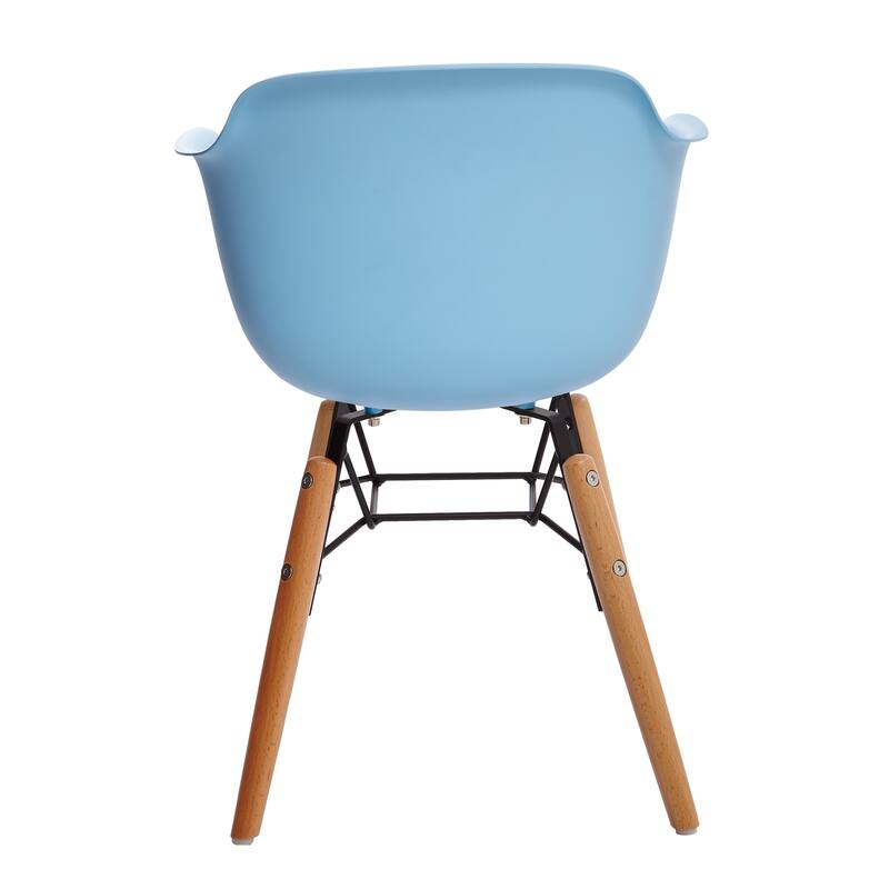 HomeRoots Set Of Four Blue And Brown Heavy Duty Plastic And Wood Juvenile Side Chairs - 16.00 in. x 23.00 in. x 15.00 in.