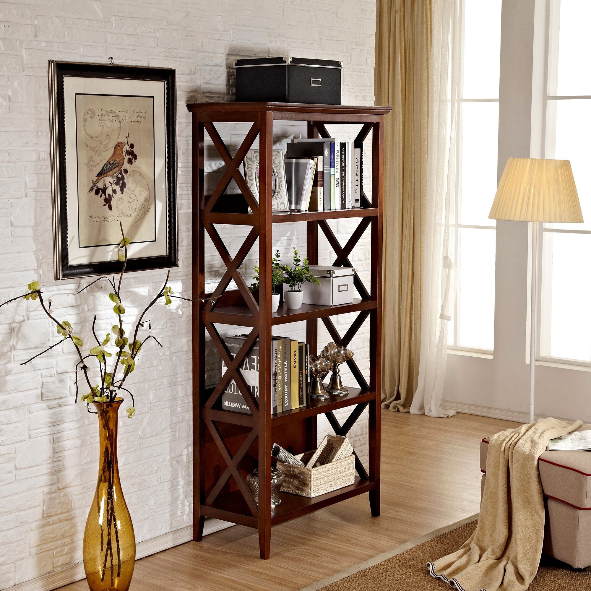 Found & Fable 4-Tier Distressed Wooden Bookshelf