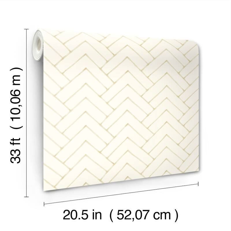 Chesapeake Oswin Light Yellow Tiered Herringbone Wallpaper
