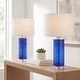 preview thumbnail 13 of 49, JONATHAN Y Coco 27.5" Modern Fused Glass Cylinder LED Table Lamp, Turquoise (Set of 2) Cobalt