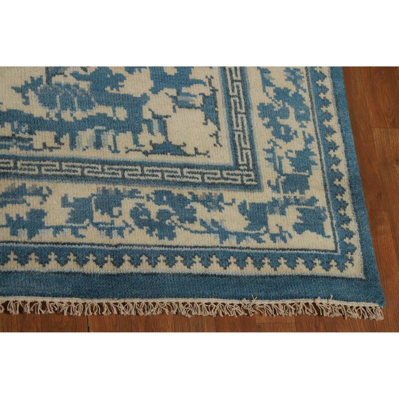 Hand Knotted Oriental 100% Wool Carpet Traditional Geometric Beige & Ivories Art Deco Area Rug - 7' 11'' X 8' 1''