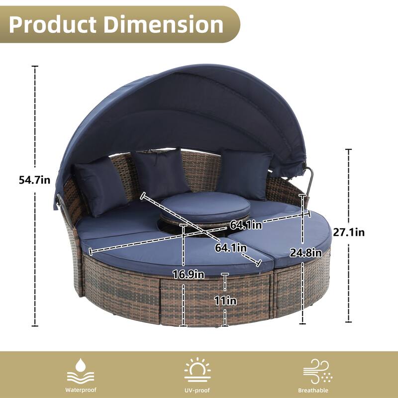 GALDWIN outdoor rattan bed, balcony courtyard sunshade sofa