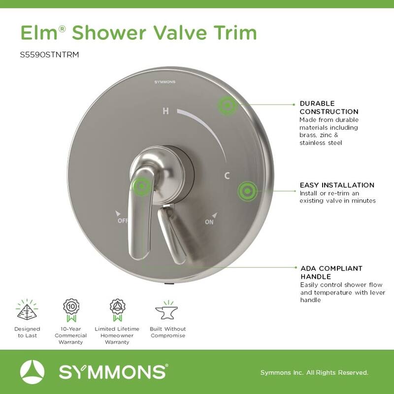 Symmons S5590TRM Elm Traditional Valve Trim Only with Single Lever