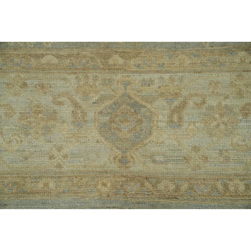Vegetable Dye Wool Oushak Turkish Area Rug, Medallion Geometric Carpet - 9' 9'' X 8' 2''