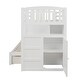 preview thumbnail 11 of 29, Twin Over Full/Twin Bunk Bed with Storage Shelves & Drawers, Wood Bunk Bed Frame with Safety Guardrails, Convertible Bottom Bed