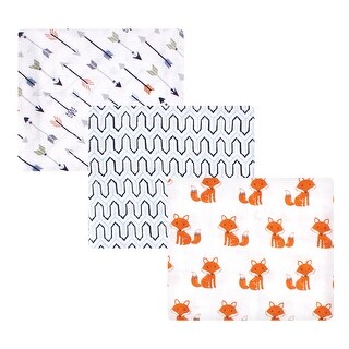 Hudson Baby Infant Boy Cotton Muslin Swaddle Blankets, Orange Foxes, One Size - Orange Foxes - 3-Pack