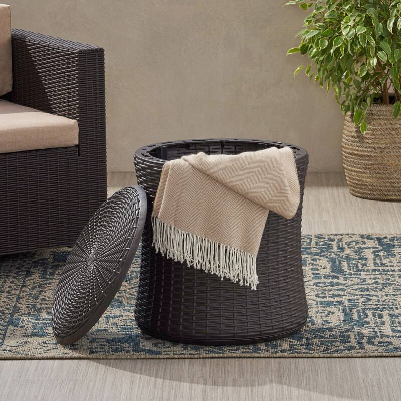Simone Wicker Storage Side Table by GDFStudio - 19"W x 19"D x 21"H