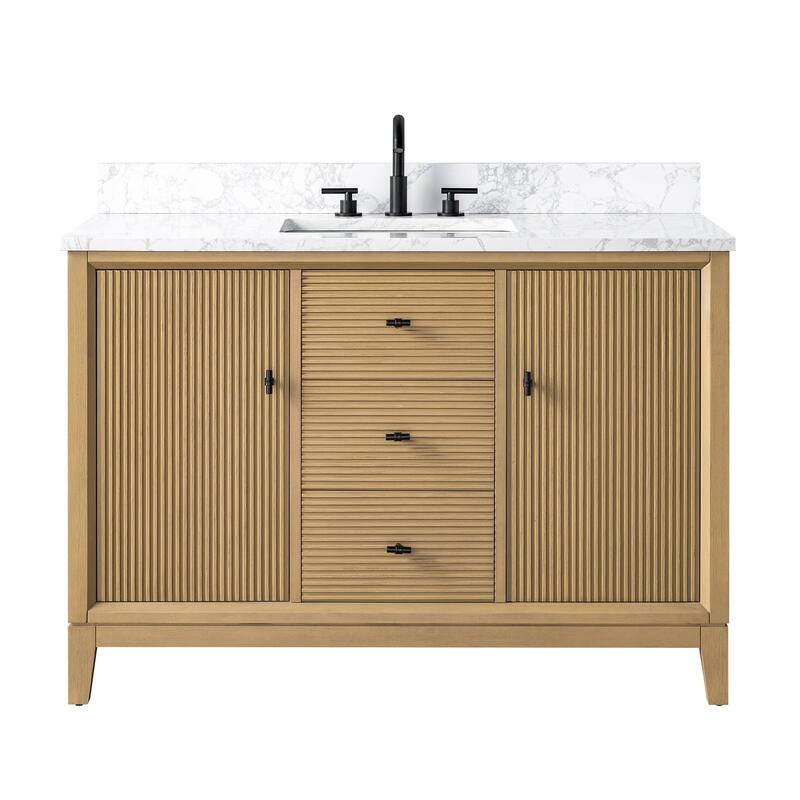 Vanity Art 48" Freestanding Bathroom Vanity with Engineered Marble Top and Sink