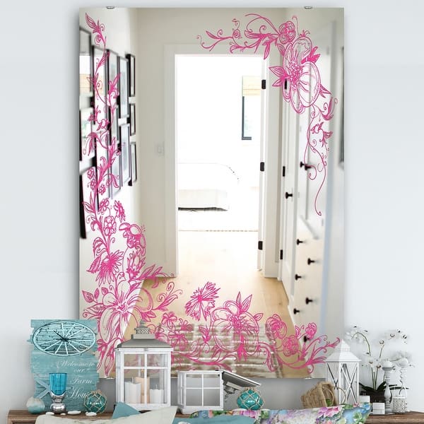 Designart 'Garland Vivid 11' Cabin and Lodge Bathroom Mirror - Decorative  Printed Wall Mirror - Bed Bath & Beyond - 28001101