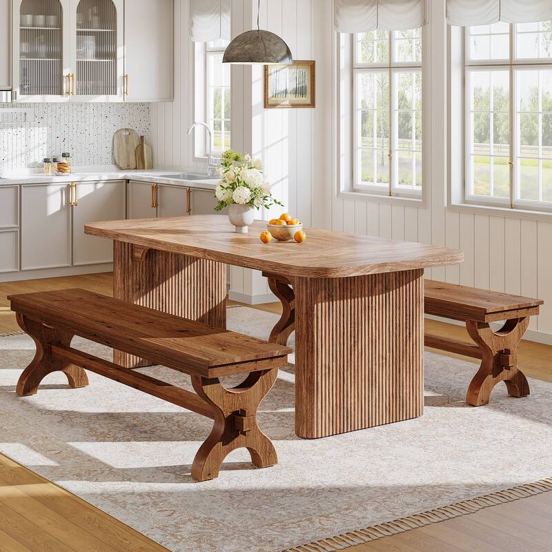 Solid Wood Dining Entryway Shoe Bench, Long Indoor Accent Seat Bench for Dining Room Living Room Hallway