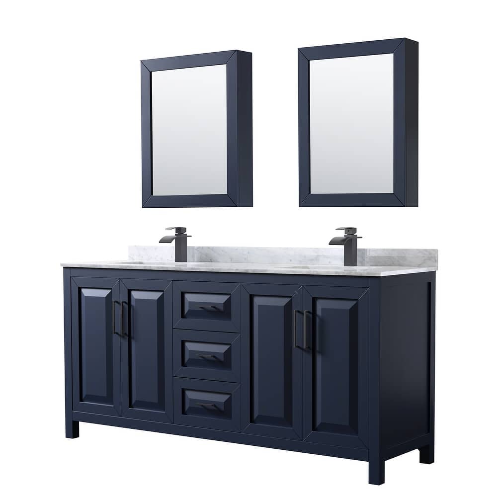 Daria 72-inch Double Vanity, Marble Top, Medicine Cabinets