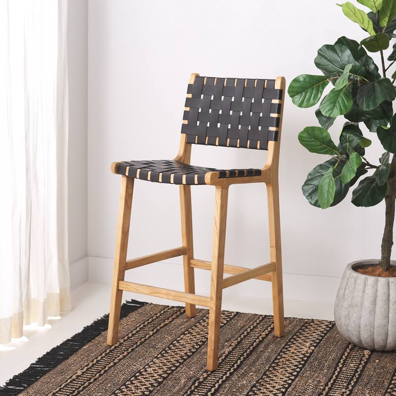SAFAVIEH Home Adah 27-inch Leather Counter Stool - 20"Wx20"Dx41"H