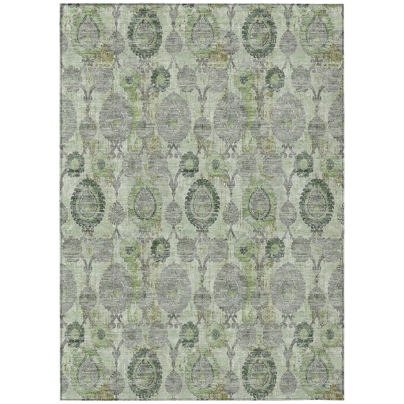 Machine Washable Indoor/ Outdoor Chantille Casual Floral Rug