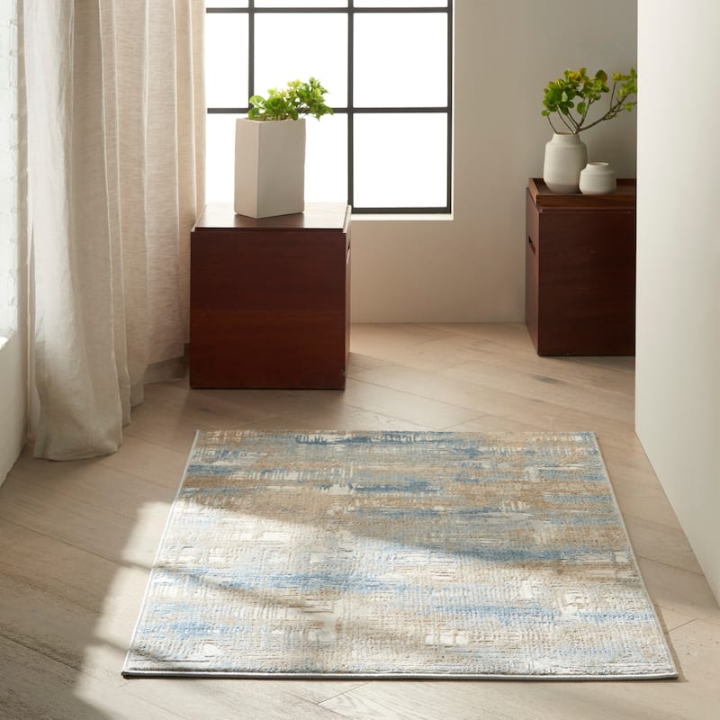 Calvin Klein Rush Abstract Area Rug - 3' 2" x 5' - Blue/Beige - Rectangle