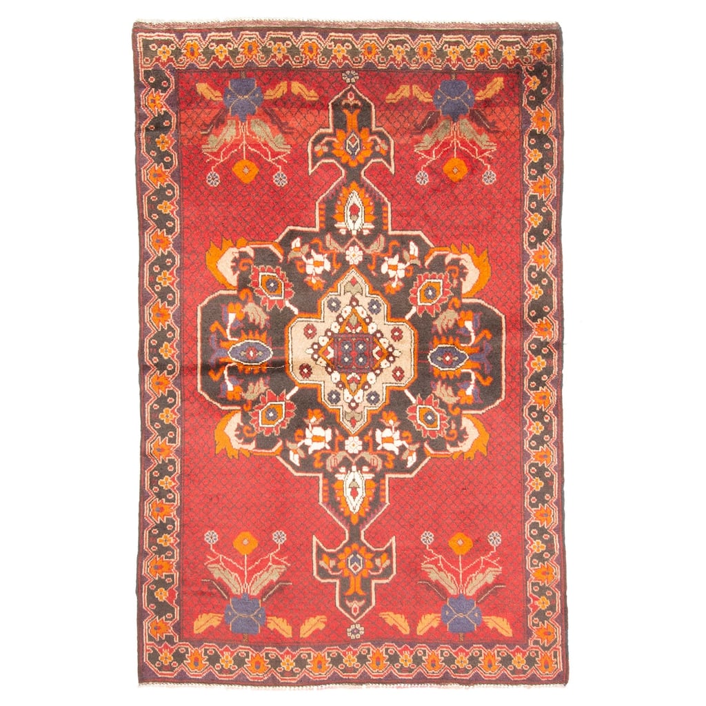 ECARPETGALLERY Hand-knotted Teimani Red Wool Rug - 3'3 x 5'2