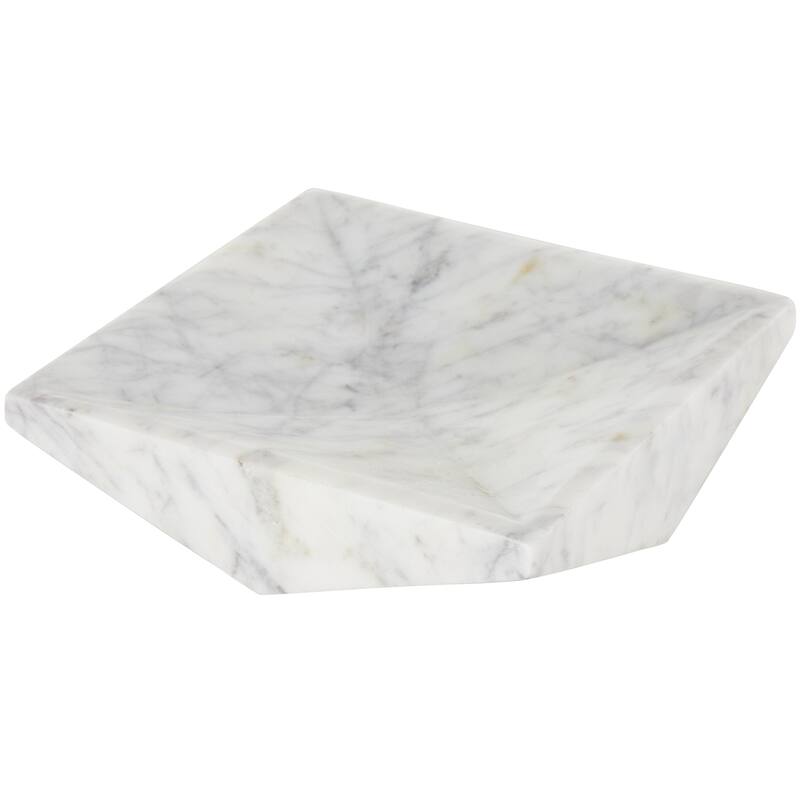 White Marble Square Geometric Living Room Decor Tray