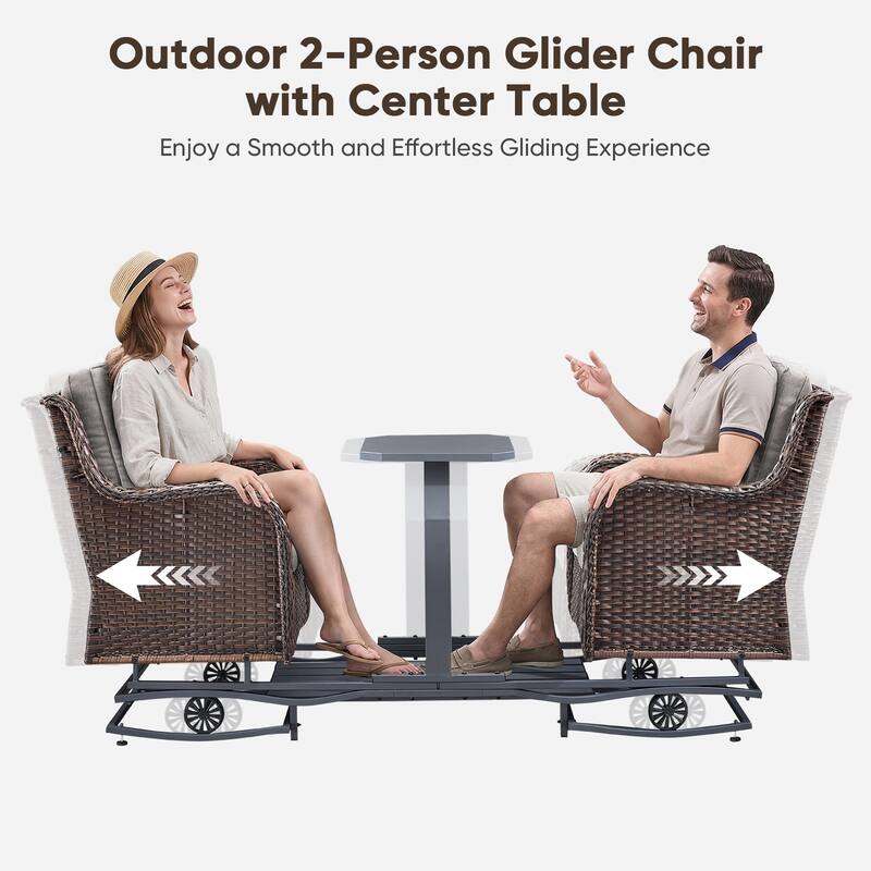 Pocassy Outdoor 2 Person Patio Swing Glider Chair
