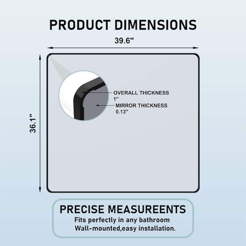 36 Inch Black Rectangular Mirror Metal Framed Mirror Vanity Mirror Dressing Mirror, for Bathroom, Living Room - 40