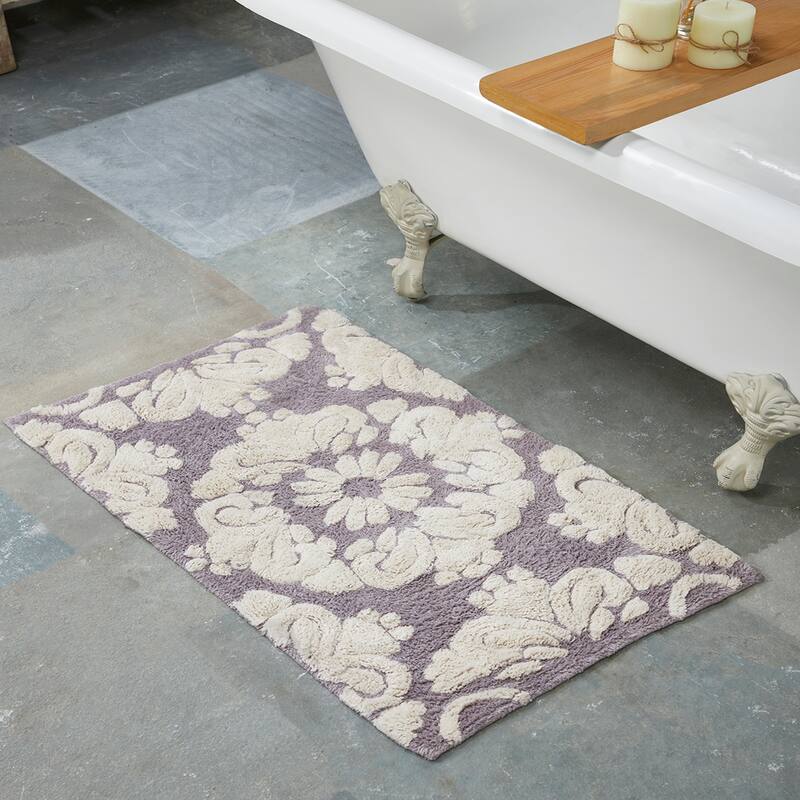 Better Trends Medallion Collection 100% Cotton 2-Pc Set Bathroom Rugs-Soft & Super Absorbent, Non-Skid Latex, Machine Washable