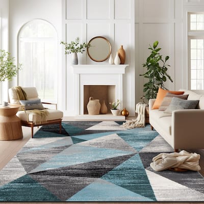 Contemporary Distressed Prisma Area Rug